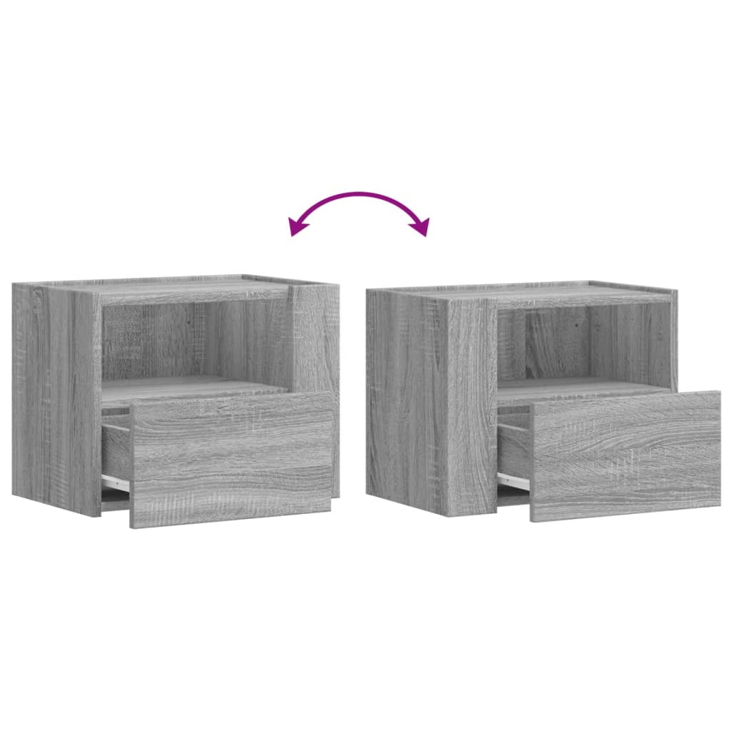 Comodino a Muro Grigio Sonoma 45x30x35 cm | homemem39