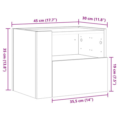 Comodino a Muro Grigio Sonoma 45x30x35 cm | homemem39