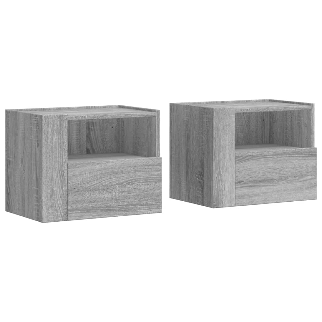 Comodini a Muro 2 pz Grigio Sonoma 45x30x35 cm | homemem39