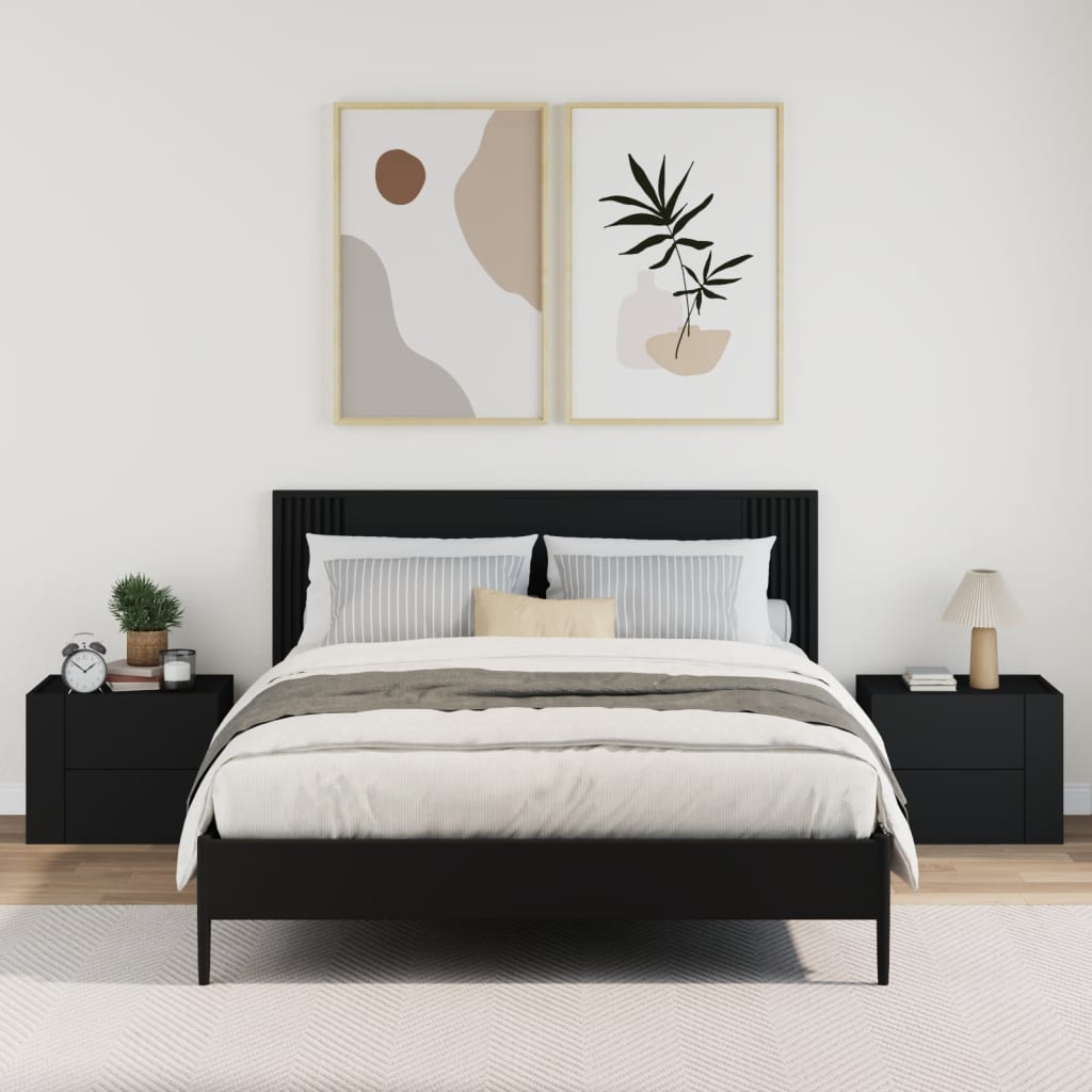 Comodini a Muro 2 pz Nero 45x30x35 cm - homemem39