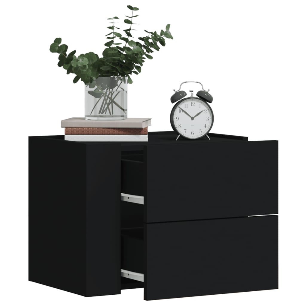 Comodini a Muro 2 pz Nero 45x30x35 cm - homemem39