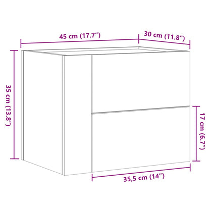 Comodino a Muro Grigio Cemento 45x30x35 cm | homemem39