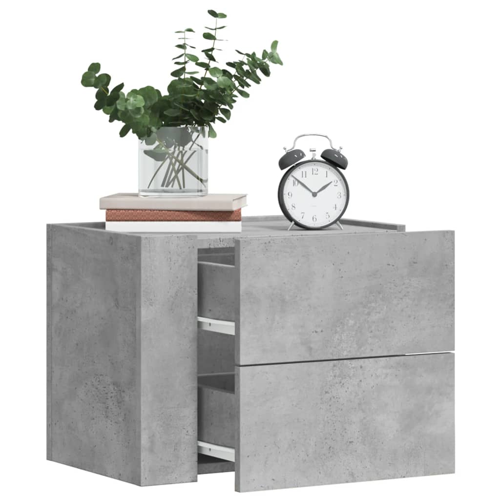 Comodino a Muro Grigio Cemento 45x30x35 cm | homemem39