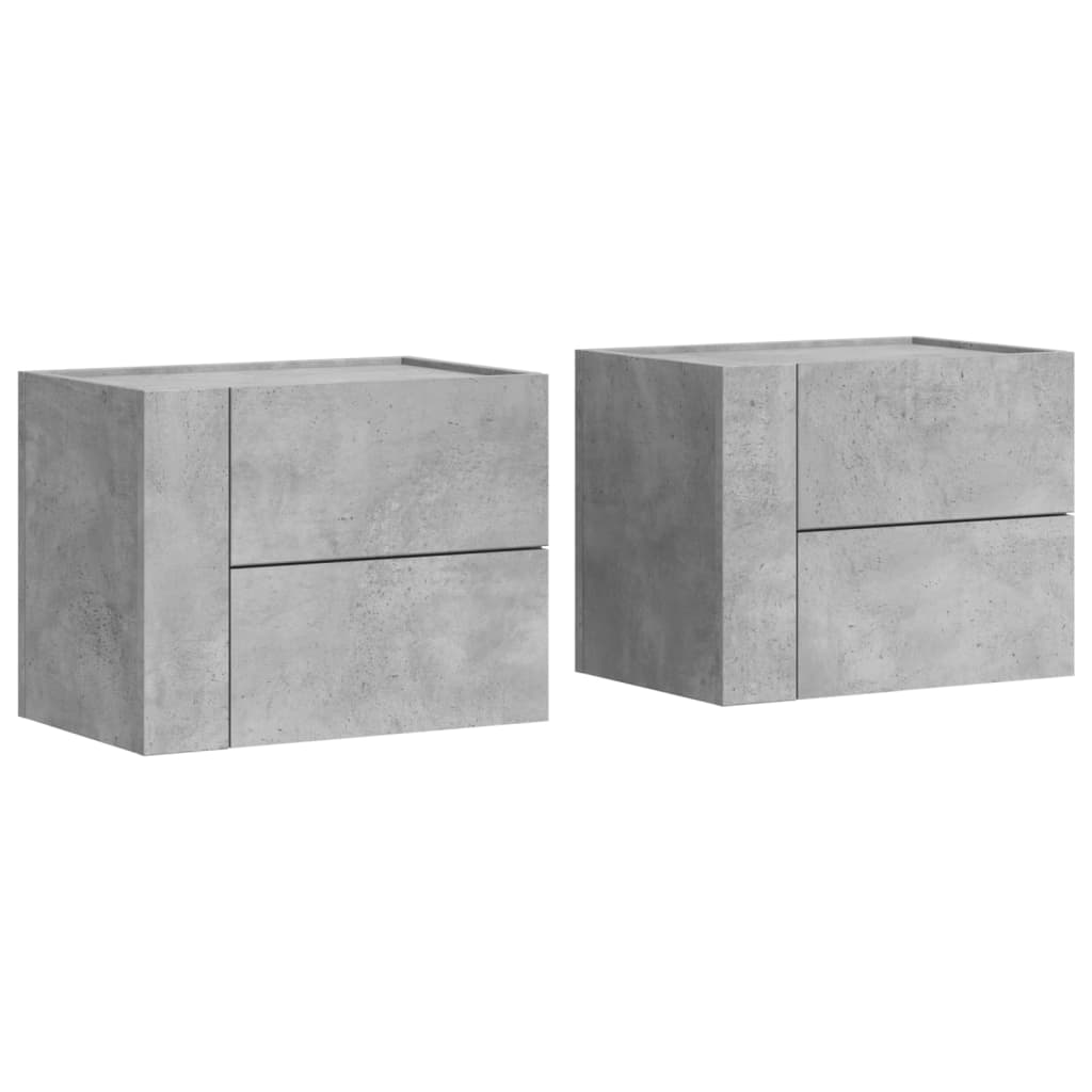 Comodini a Muro 2 pz Grigio Cemento 45x30x35 cm - homemem39