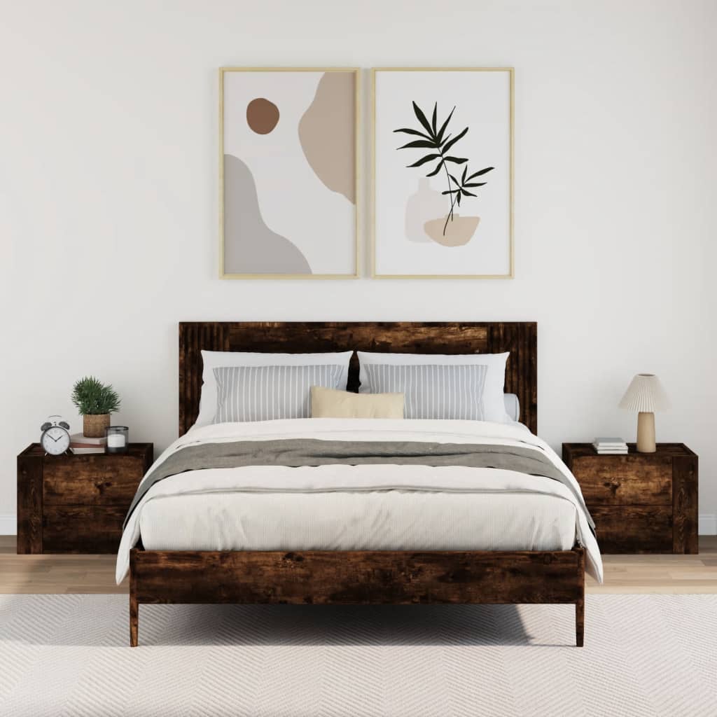 Comodini a Muro 2 pz Rovere Fumo 45x30x35 cm - homemem39