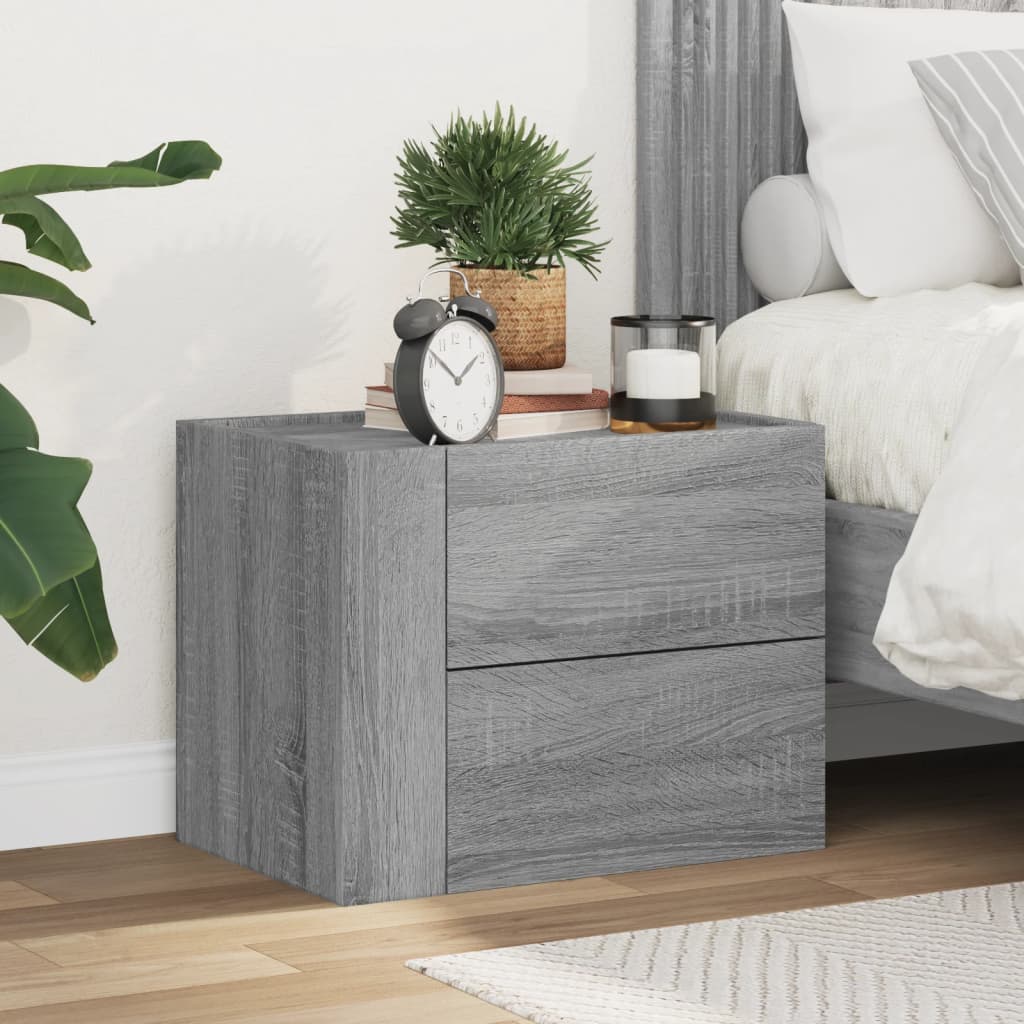 Comodino a Muro Grigio Sonoma 45x30x35 cm | homemem39