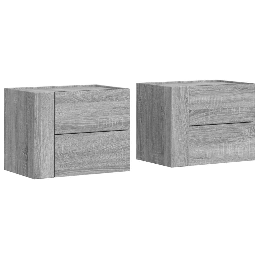 Comodini a Muro 2 pz Grigio Sonoma 45x30x35 cm - homemem39