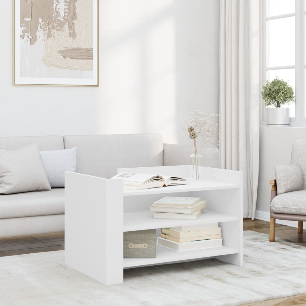 Tavolino da Salotto Bianco 80x50x50 cm in Legno Multistrato