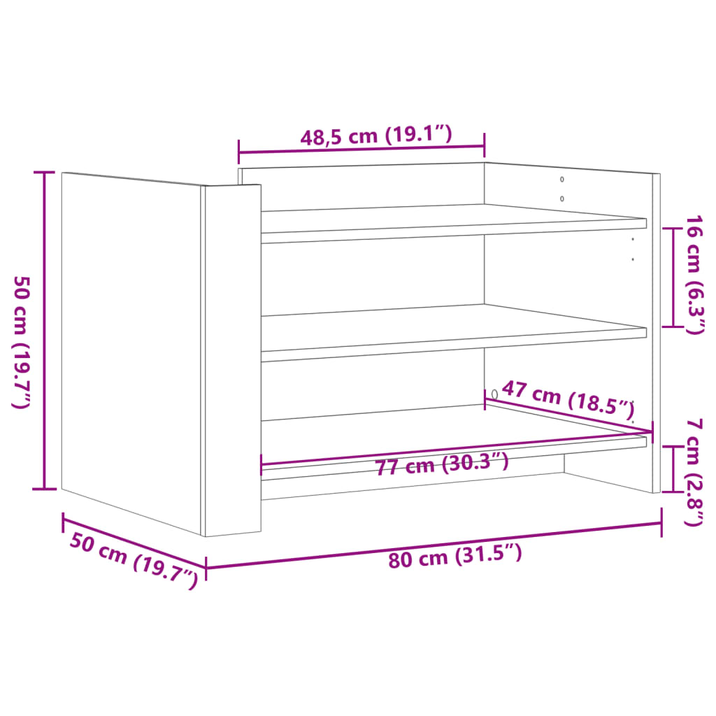 Tavolino Salotto Grigio Cemento 80x50x50 cm Legno Multistrato