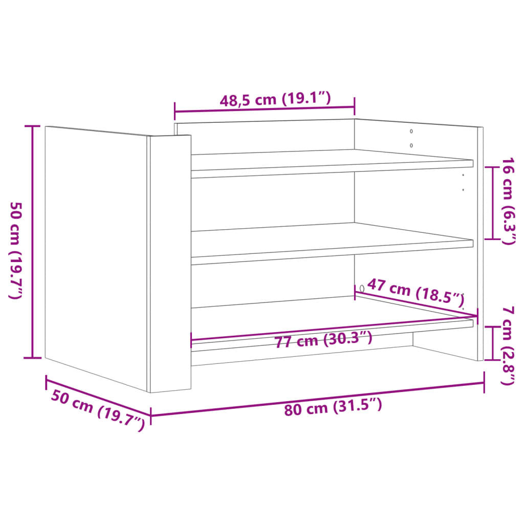 Tavolino da Salotto Rovere Marrone 80x50x50cm Legno Multistrato
