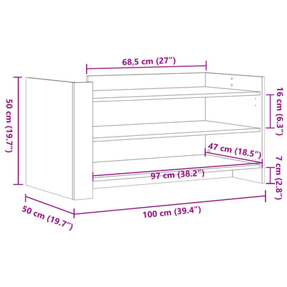 Tavolino Salotto Rovere Marrone 100x50x50 cm Legno Multistrato