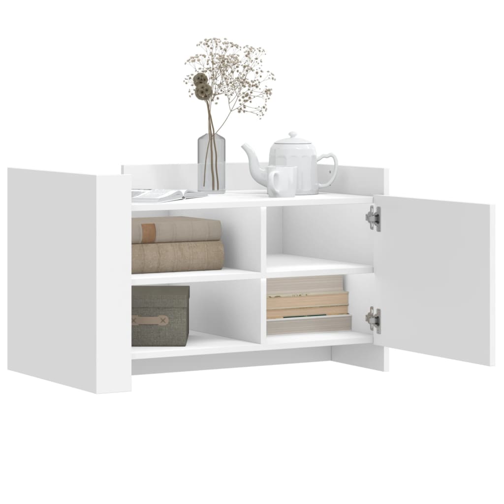 Tavolino da Salotto Bianco 80x50x50 cm in Legno Multistrato