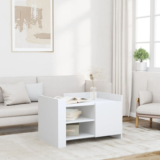 Tavolino da Salotto Bianco 80x50x50 cm in Legno Multistrato | homemem39