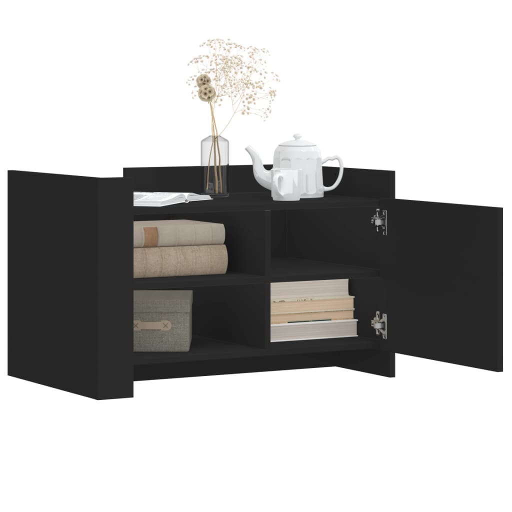 Tavolino da Salotto Nero 80x50x50 cm in Legno Multistrato
