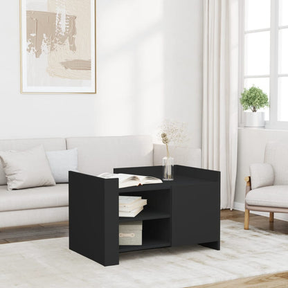 Tavolino da Salotto Nero 80x50x50 cm in Legno Multistrato