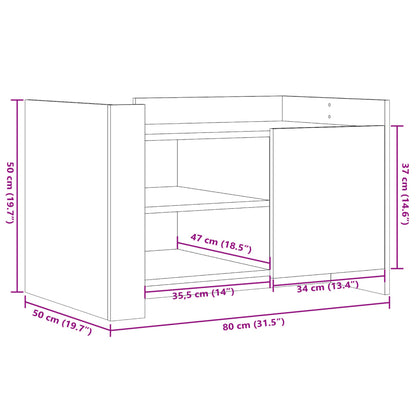 Tavolino Salotto Grigio Cemento 80x50x50 cm Legno Multistrato