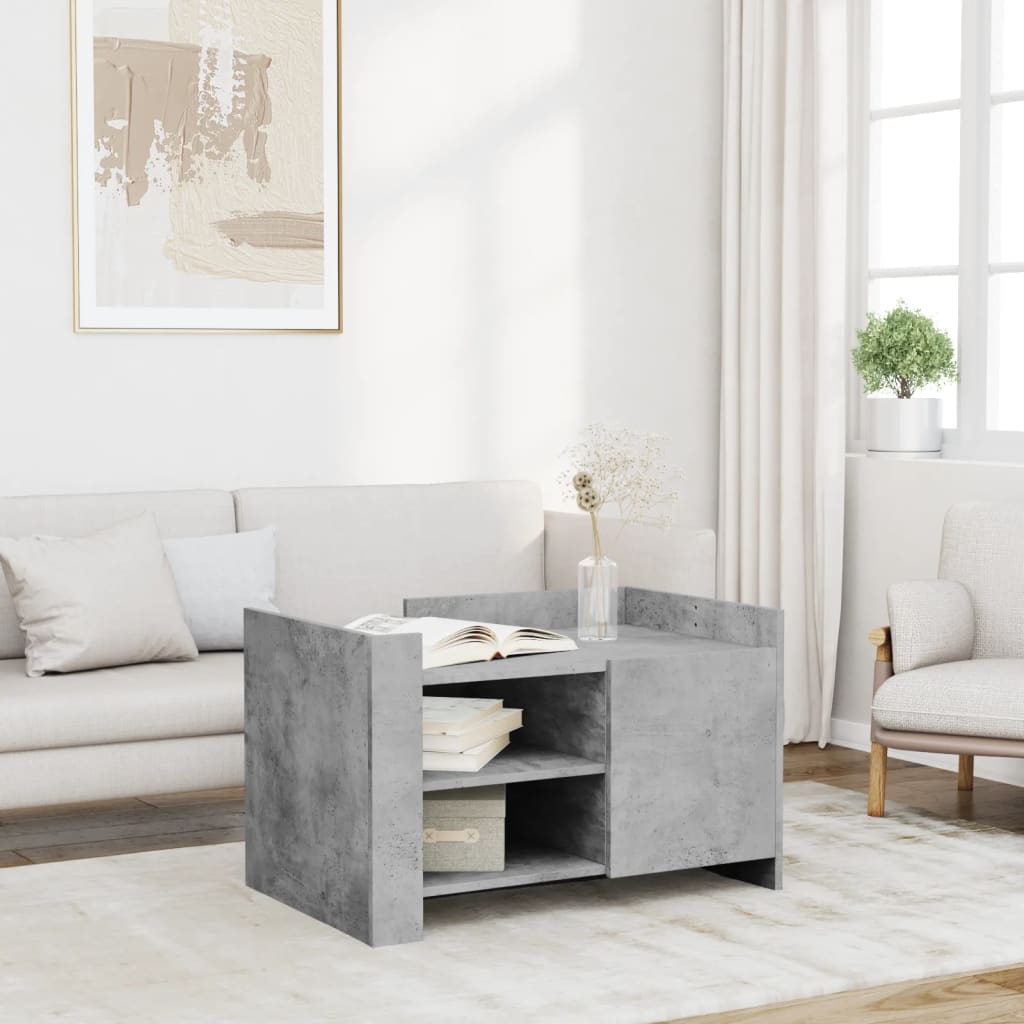 Tavolino Salotto Grigio Cemento 80x50x50 cm Legno Multistrato