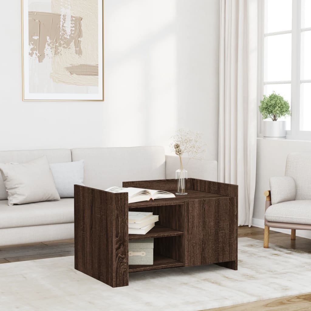 Tavolino da Salotto Rovere Marrone 80x50x50cm Legno Multistrato | homemem39