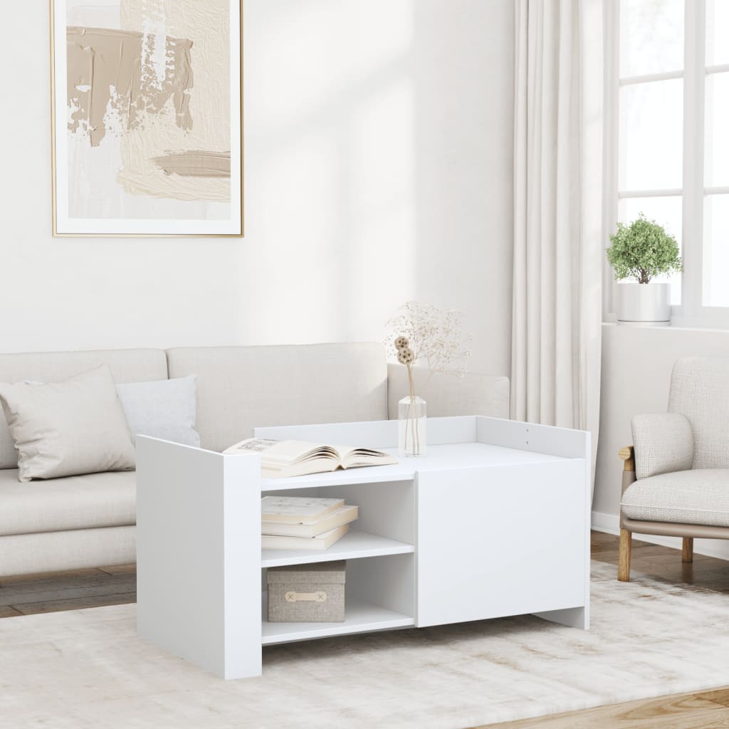 Tavolino da Salotto Bianco 100x50x50 cm in Legno Multistrato | homemem39