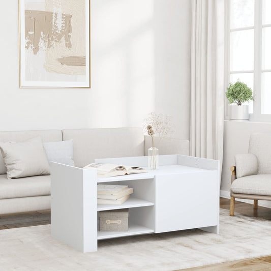 Tavolino da Salotto Bianco 100x50x50 cm in Legno Multistrato | homemem39