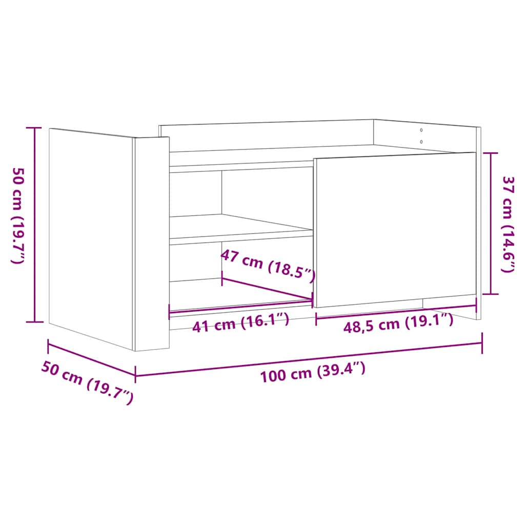 Tavolino Salotto Grigio Sonoma 100x50x50 cm Legno Multistrato
