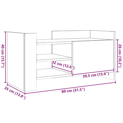 Mobile Porta TV Bianco 80x35x40 cm in Legno Multistrato - homemem39