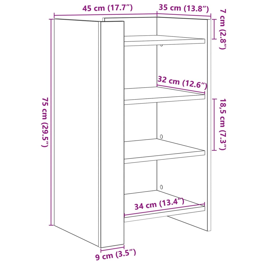 Credenza Rovere Sonoma 45x35x75 cm in Legno Multistrato