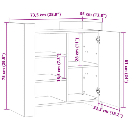 Credenza Bianca 73,5x35x75 cm in Legno Multistrato