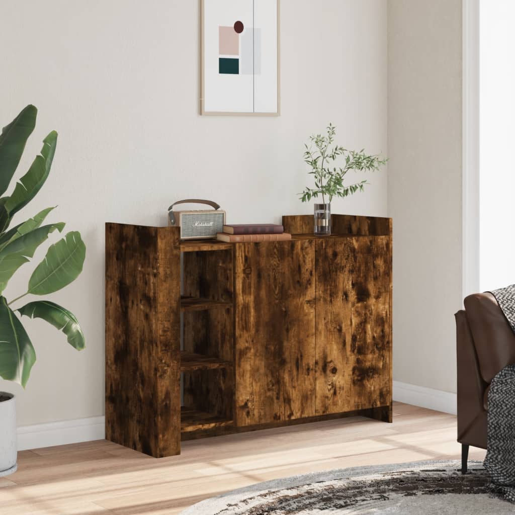 Credenza Rovere Fumo 100x35x75 cm in Legno Multistrato