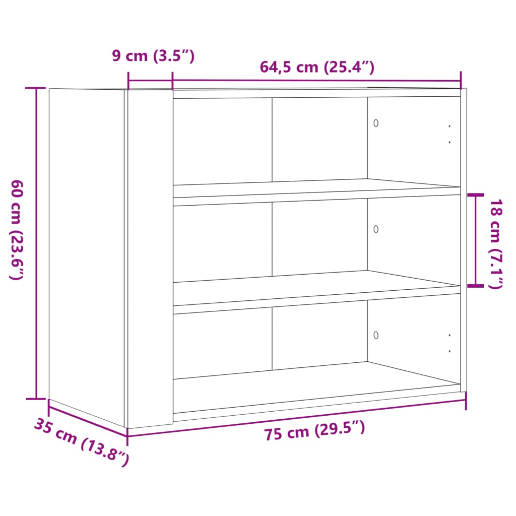 Armadietto a Muro Grigio Cemento 75x35x60 cm in Truciolato