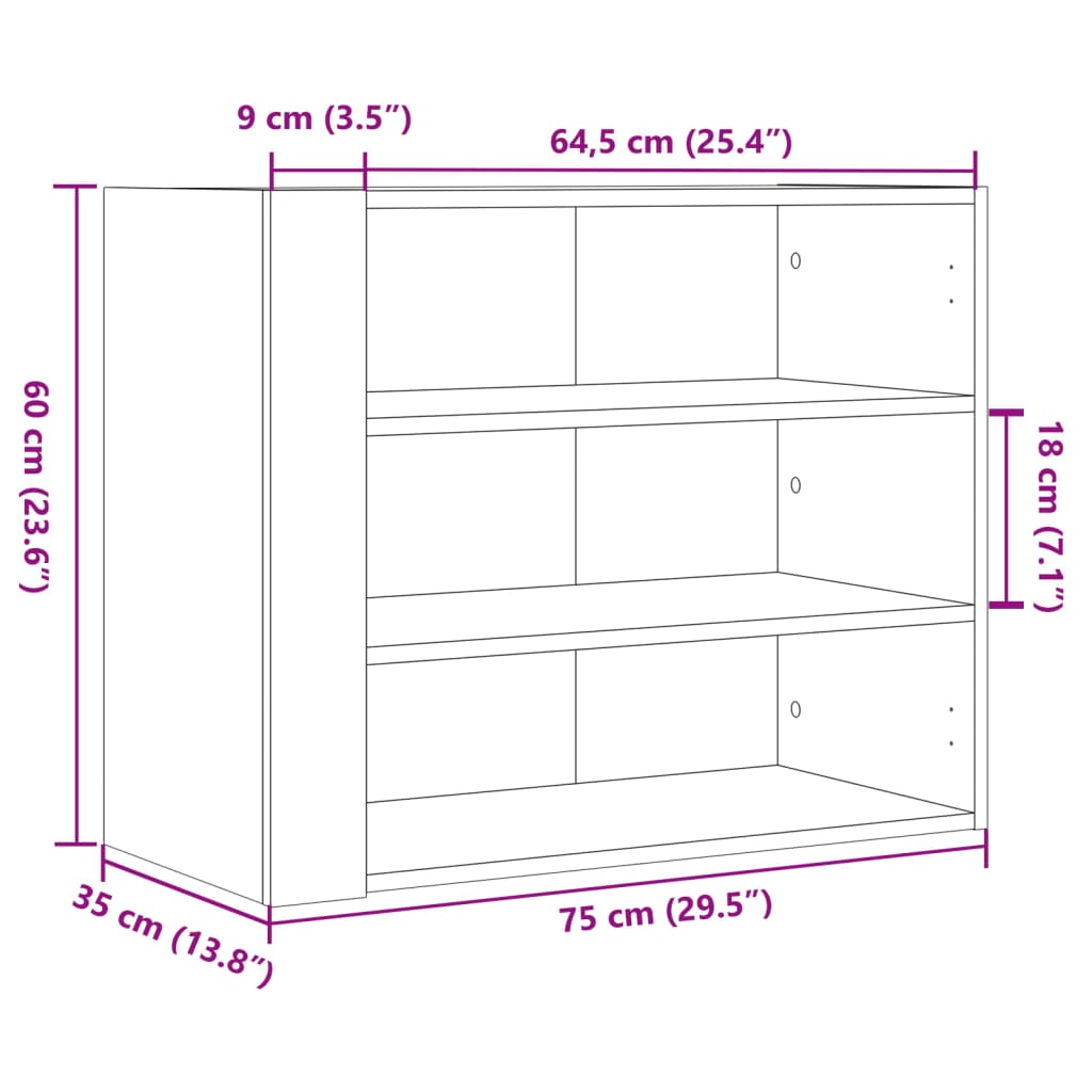 Armadietto a Muro Grigio Sonoma 75x35x60 cm in Truciolato