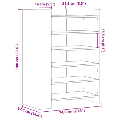 Scarpiera Bianca 74,5x37,5x100 cm in Legno Multistrato