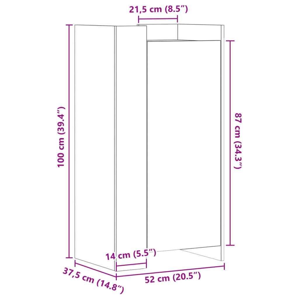 Scarpiera Nera 52x37,5x100 cm in Legno Multistrato