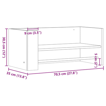 Scaffale a Parete Bianco 70,5x35x30,5 cm in Legno Multistrato | homemem39