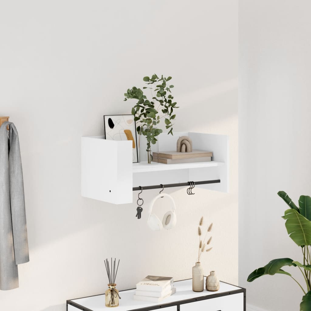 Scaffale a Parete Bianco 70,5x35x30,5 cm in Legno Multistrato | homemem39