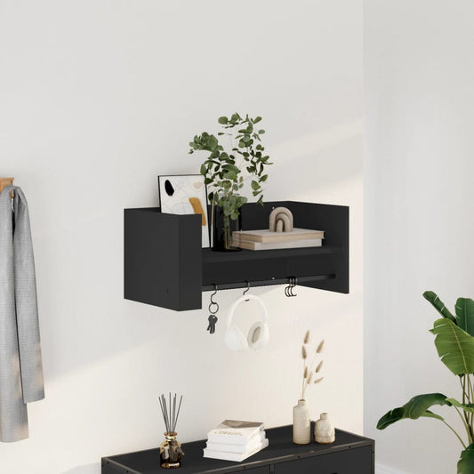 Scaffale a Parete Nero 70,5x35x30,5 cm in Legno Multistrato | homemem39