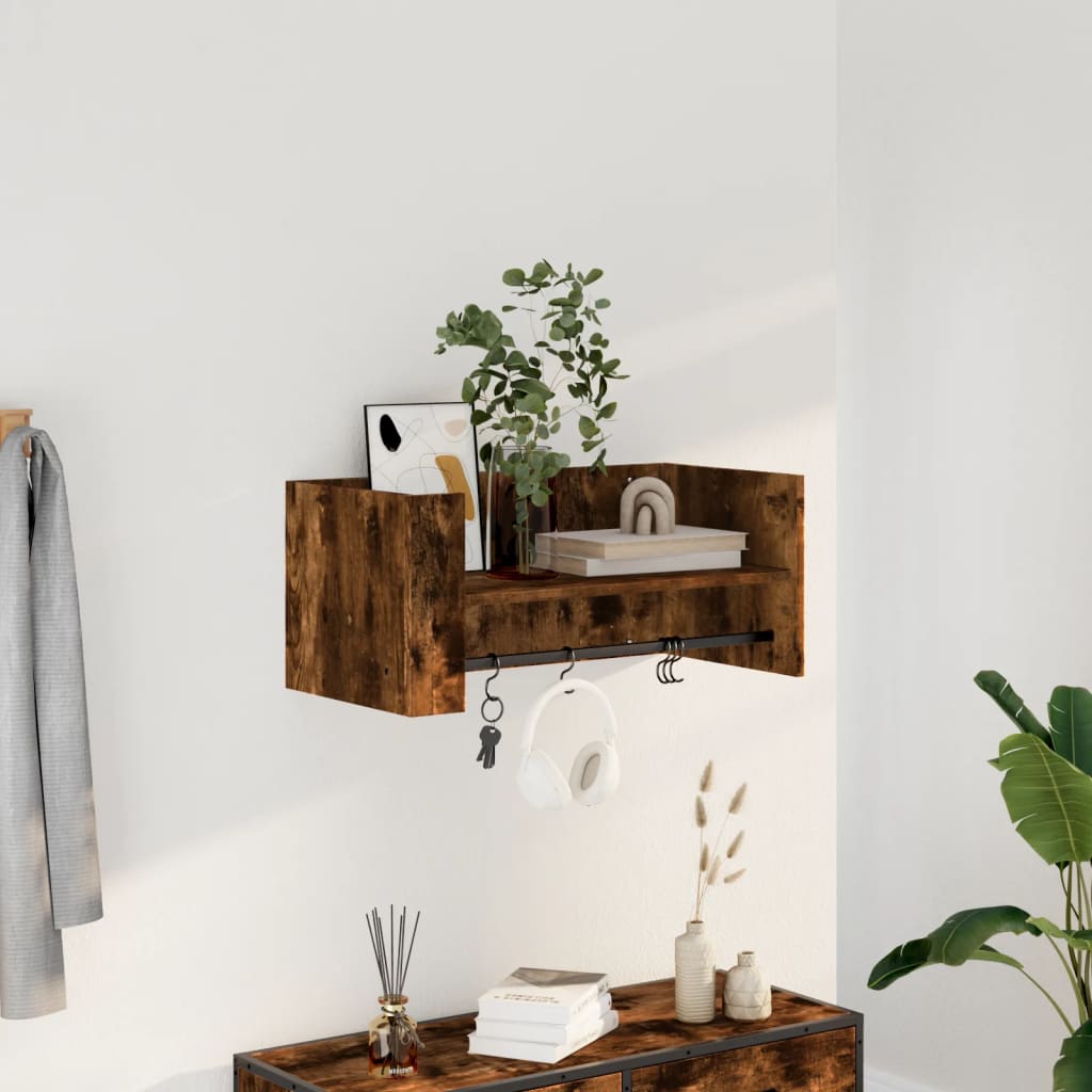 Mensola a Muro Rovere Fumo 70,5x35x30,5 cm Legno Multistrato | homemem39