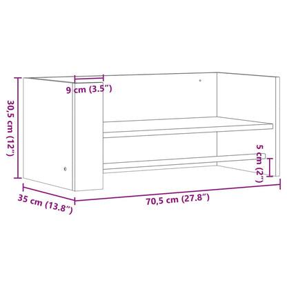 Mensola a Muro Grigio Sonoma 70,5x35x30,5 cm Legno Multistrato