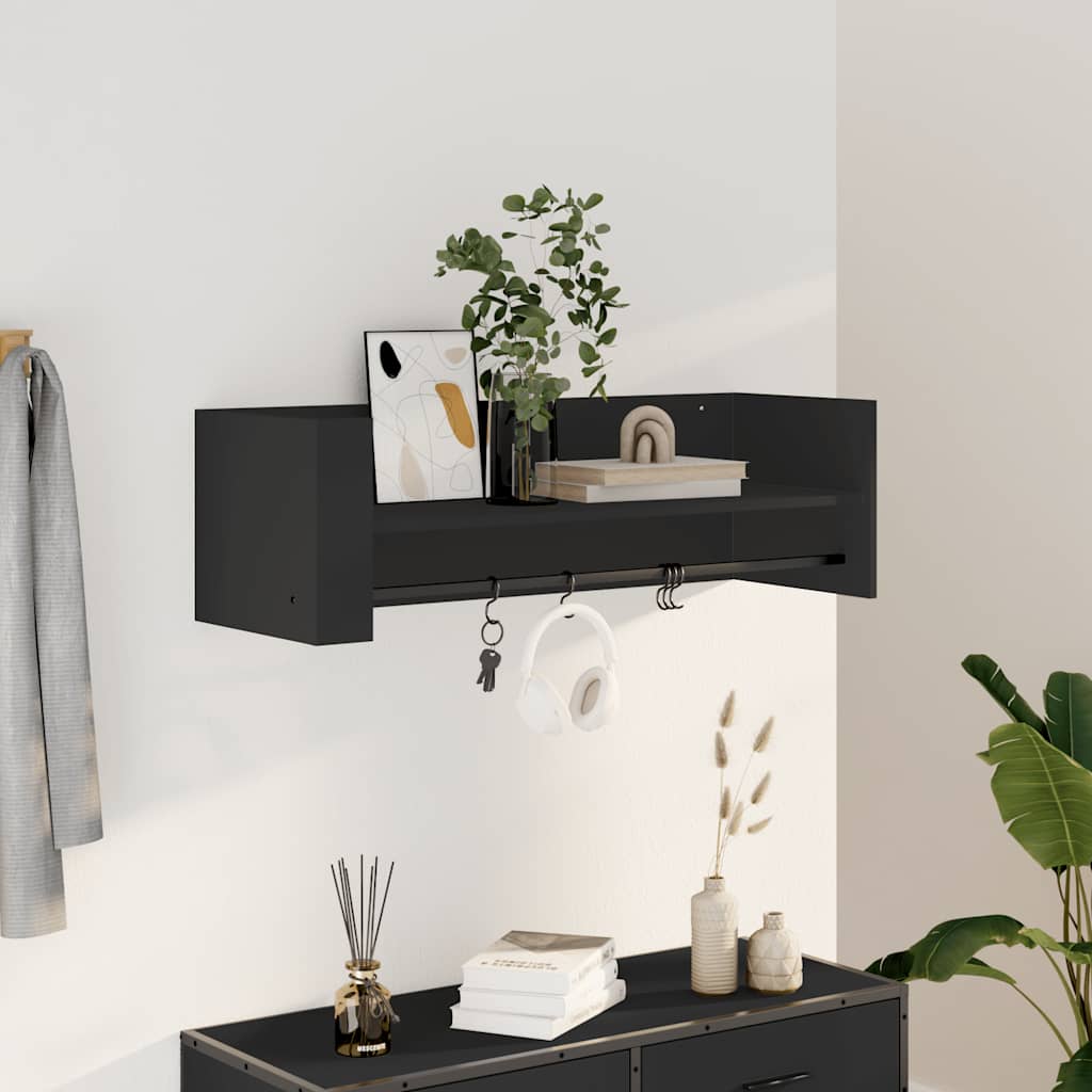 Scaffale a Parete Nero 100x35x30,5 cm in Legno Multistrato | homemem39