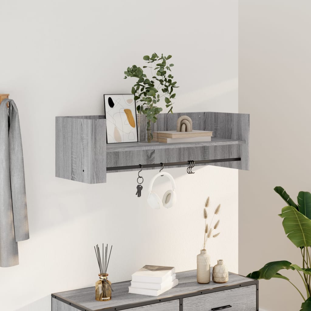 Mensola a Muro Grigio Sonoma 100x35x30,5 cm Legno Multistrato