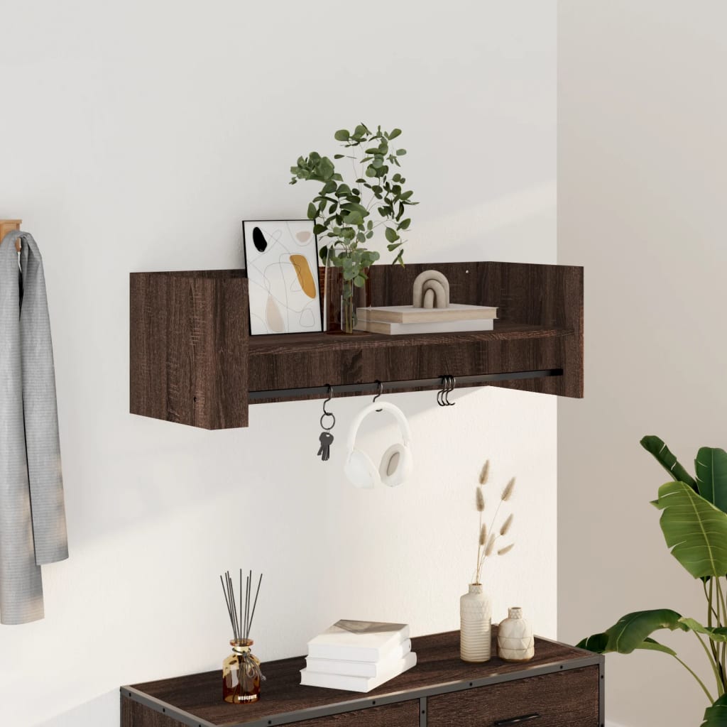 Mensola a Muro Rovere Marrone 100x35x30,5 cm Legno Multistrato | homemem39