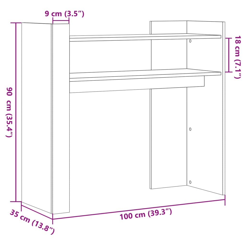 Tavolo Consolle Rovere Sonoma 100x35x90 cm in Legno Multistrato | homemem39