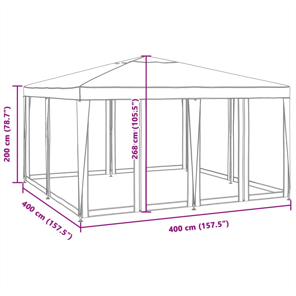 Tenda per Feste con 8 Pareti in Rete Antracite 4x4 m in HDPE | homemem39
