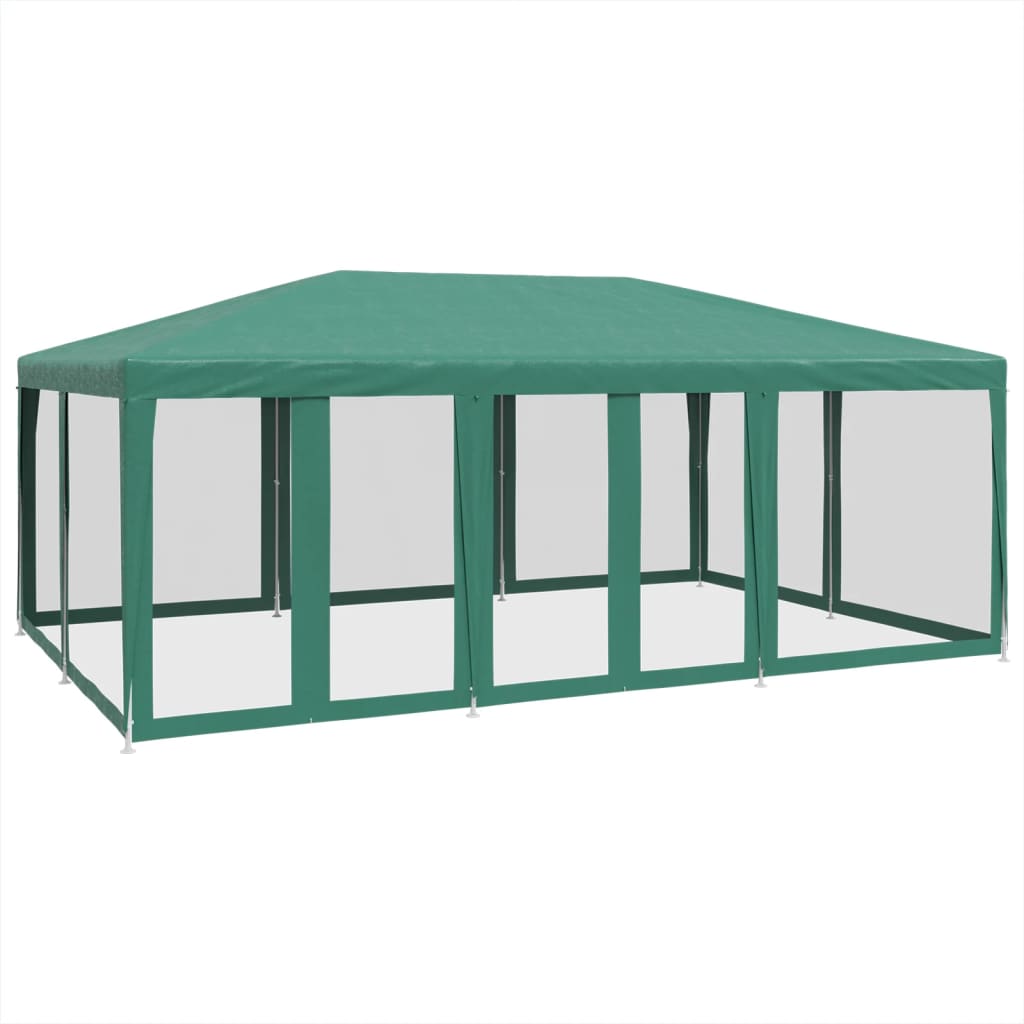 Tenda per Feste con 10 Pareti Laterali in Rete Verde 6x4 m HDPE | homemem39
