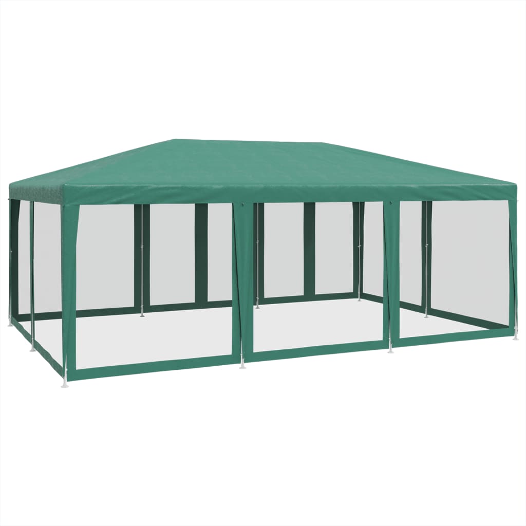 Tenda per Feste con 10 Pareti Laterali in Rete Verde 6x4 m HDPE | homemem39