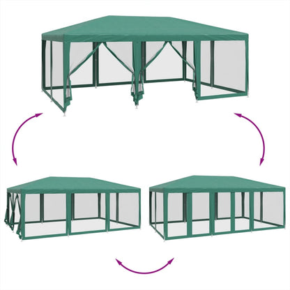 Tenda per Feste con 10 Pareti Laterali in Rete Verde 6x4 m HDPE | homemem39