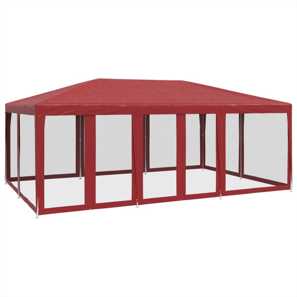 Tenda per Feste con 10 Pareti Laterali in Rete Rossa 6x4 m HDPE | homemem39