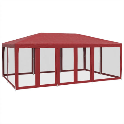 Tenda per Feste con 10 Pareti Laterali in Rete Rossa 6x4 m HDPE | homemem39