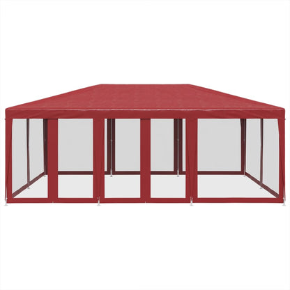 Tenda per Feste con 10 Pareti Laterali in Rete Rossa 6x4 m HDPE | homemem39