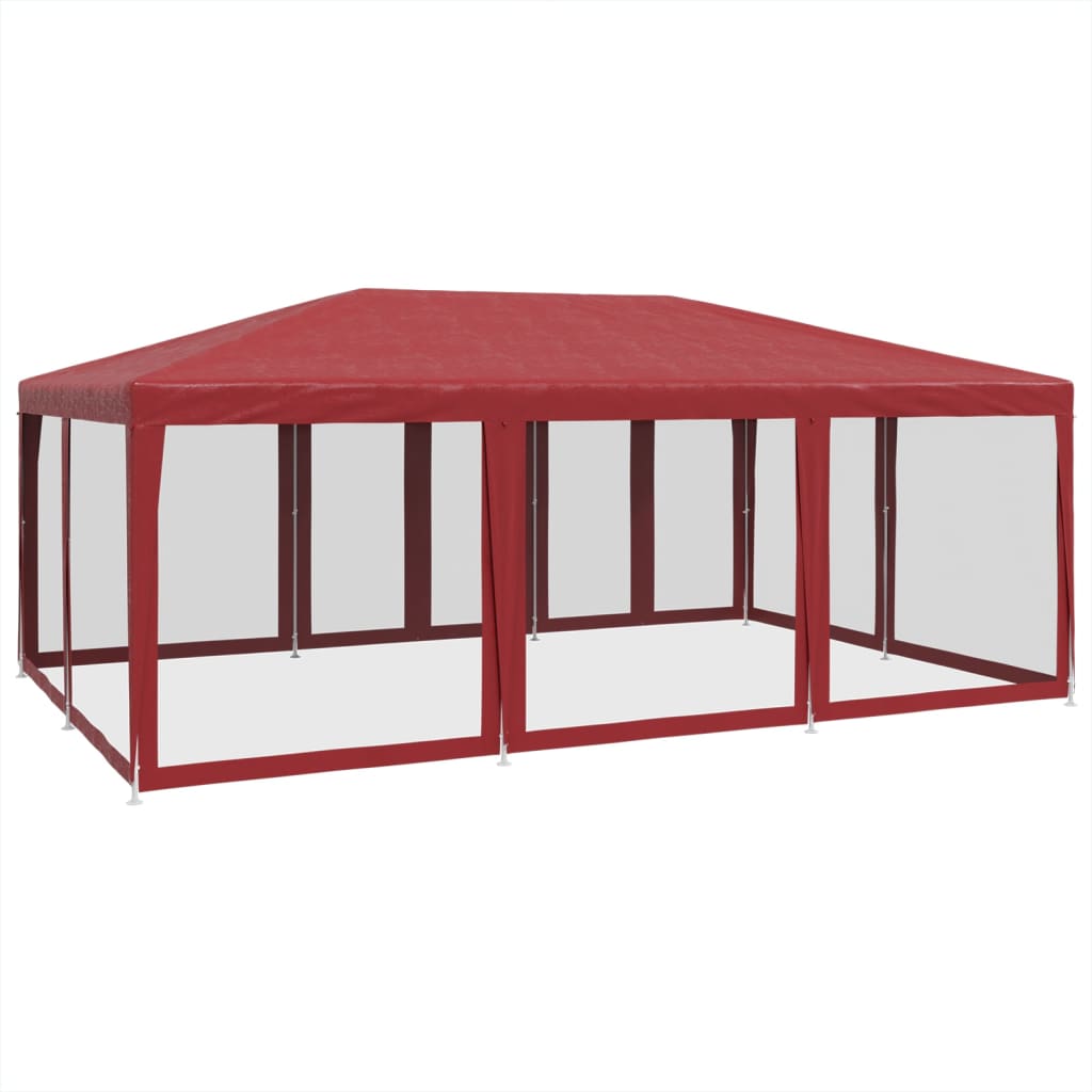 Tenda per Feste con 10 Pareti Laterali in Rete Rossa 6x4 m HDPE | homemem39